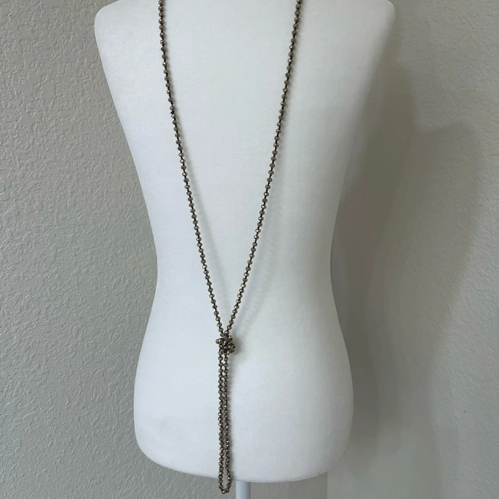 Yellow, Blue, and Bronze Beaded Necklaces - Picture 6 of 9